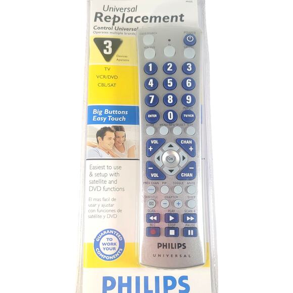 Philips Universal Remote Big Buttons PH335 3 Devices Control - Picture 1 of 6